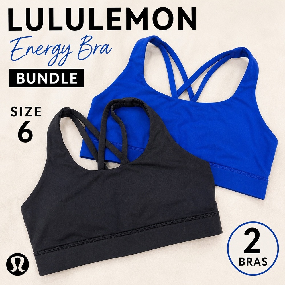 Lululemon Energy Bra Bundle Size 6 Black Symphony Blue
